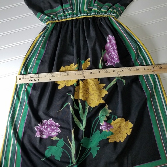 Floral Print Empire Waist Plunge Neckline Dress M - Picture 6 of 8